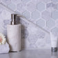 White 12 x 12 Polished, etched Marble Mosaic Tile