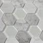 White 12 x 12 Polished, etched Glass, Marble Mosaic Tile