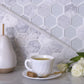 White 12 x 12 Polished, etched Glass, Marble Mosaic Tile