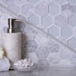 White 12 x 12 Polished, etched Glass, Marble Mosaic Tile