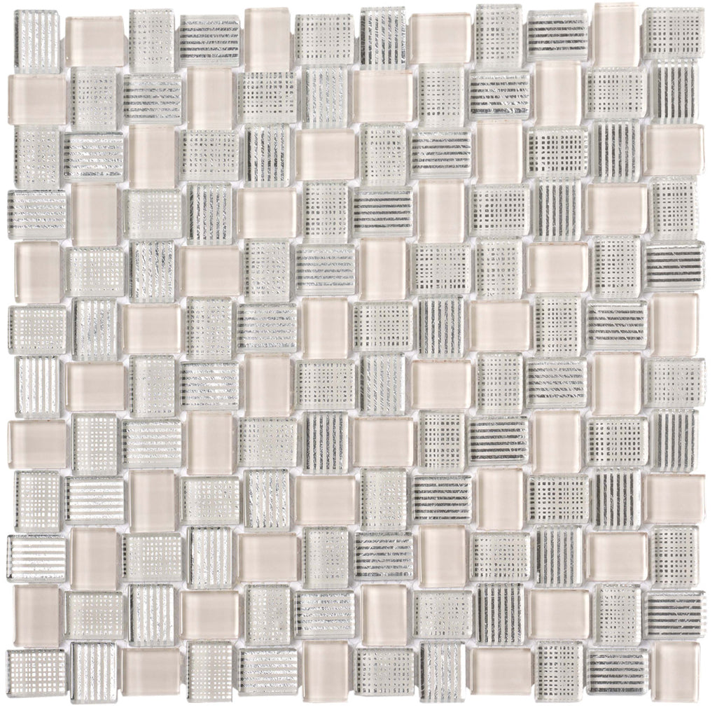 White 12 x 12 Glossy Glass Mosaic Tile