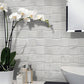 White 11 x 11 Polished, etched Marble Mosaic Tile