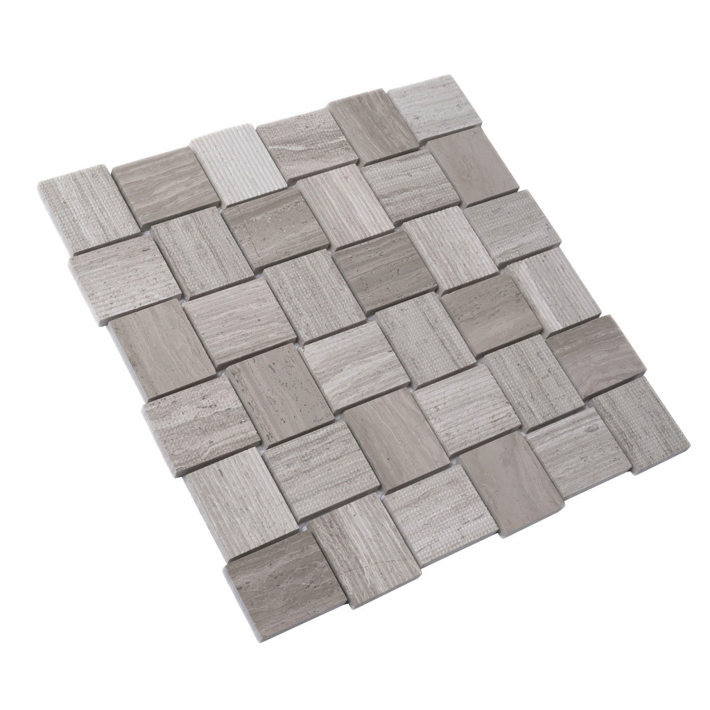 Gray 11 x 11 Polished, etched Marble Mosaic Tile