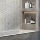 Gray and White 13 x 13 Polished, etched Marble Mosaic Tile