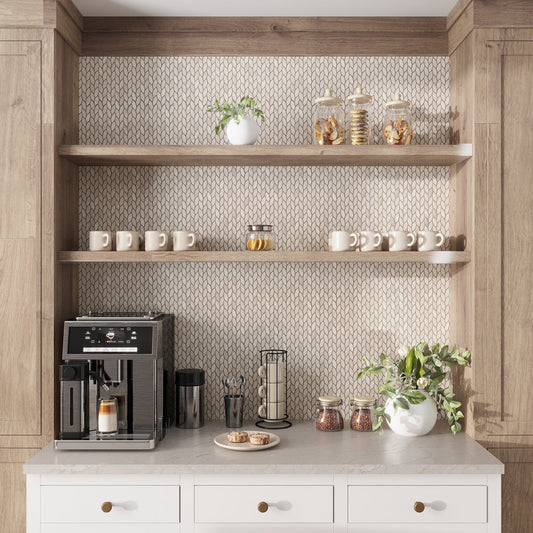 Beige 12 x 12 Polished, etched Marble Mosaic Tile - Sample