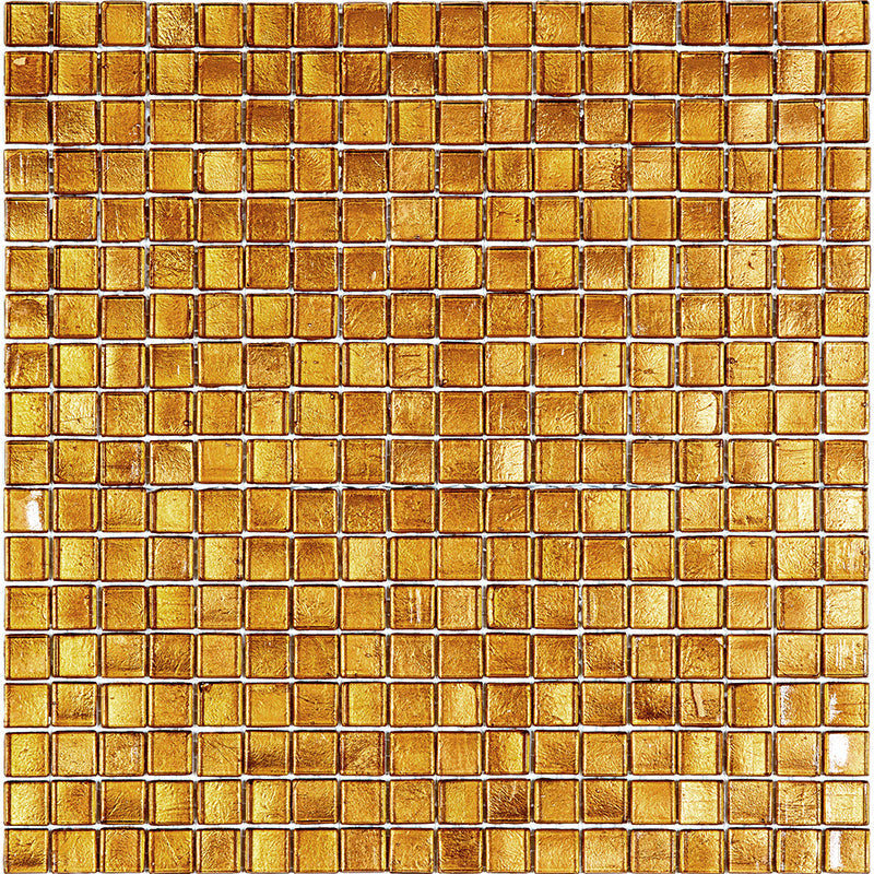 Goldenrod Brown 12 x 12 Glossy Glass Mosaic Tile