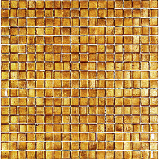 Goldenrod Brown 12 x 12 Glossy Glass Mosaic Tile - Sample