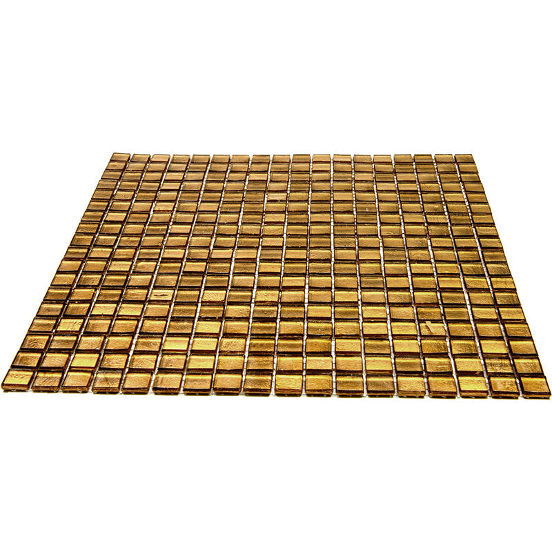 Goldenrod Brown 12 x 12 Glossy Glass Mosaic Tile