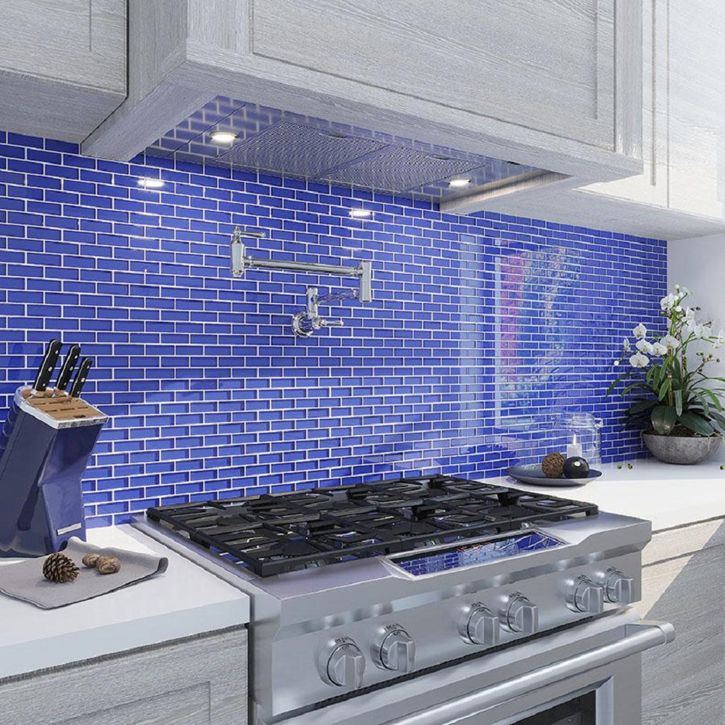 Cobalt Blue 12 x 12 Glossy Glass Mosaic Tile