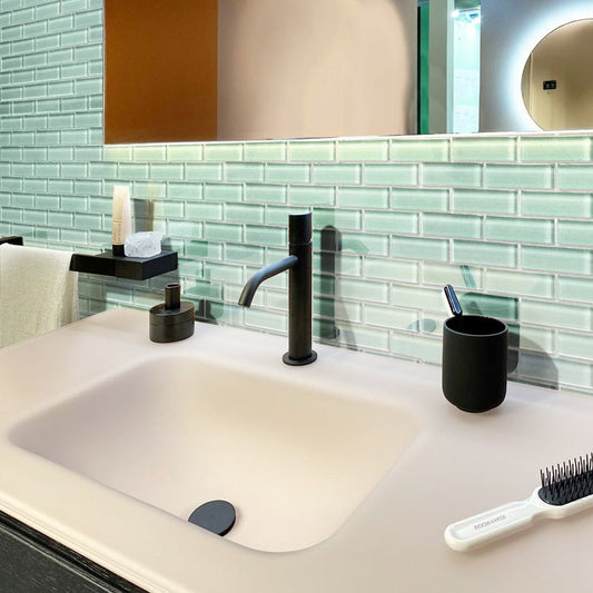 Blizzard Blue 12 x 12 Glossy Glass Mosaic Tile - Sample