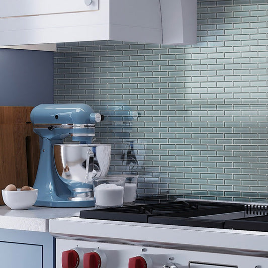 Stone Blue 12 x 12 Glossy Glass Mosaic Tile - Sample