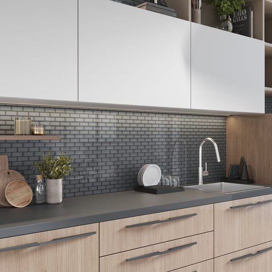 Coin Gray 12 x 12 Glossy Glass Mosaic Tile - Sample