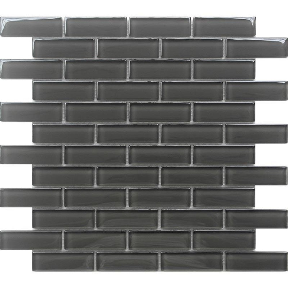 Ash Gray 12 x 12 Glossy Glass Mosaic Tile