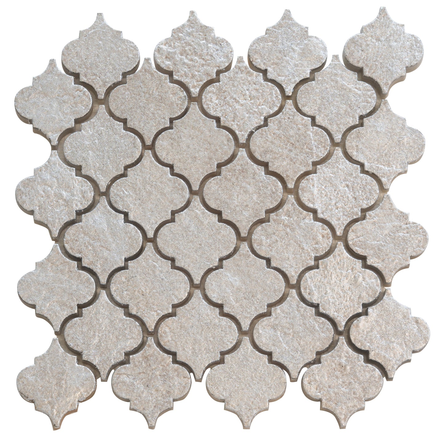 Silver Gray 12x12 Textured, Foiled Resin Arabesque Mosaic Tile - Sample