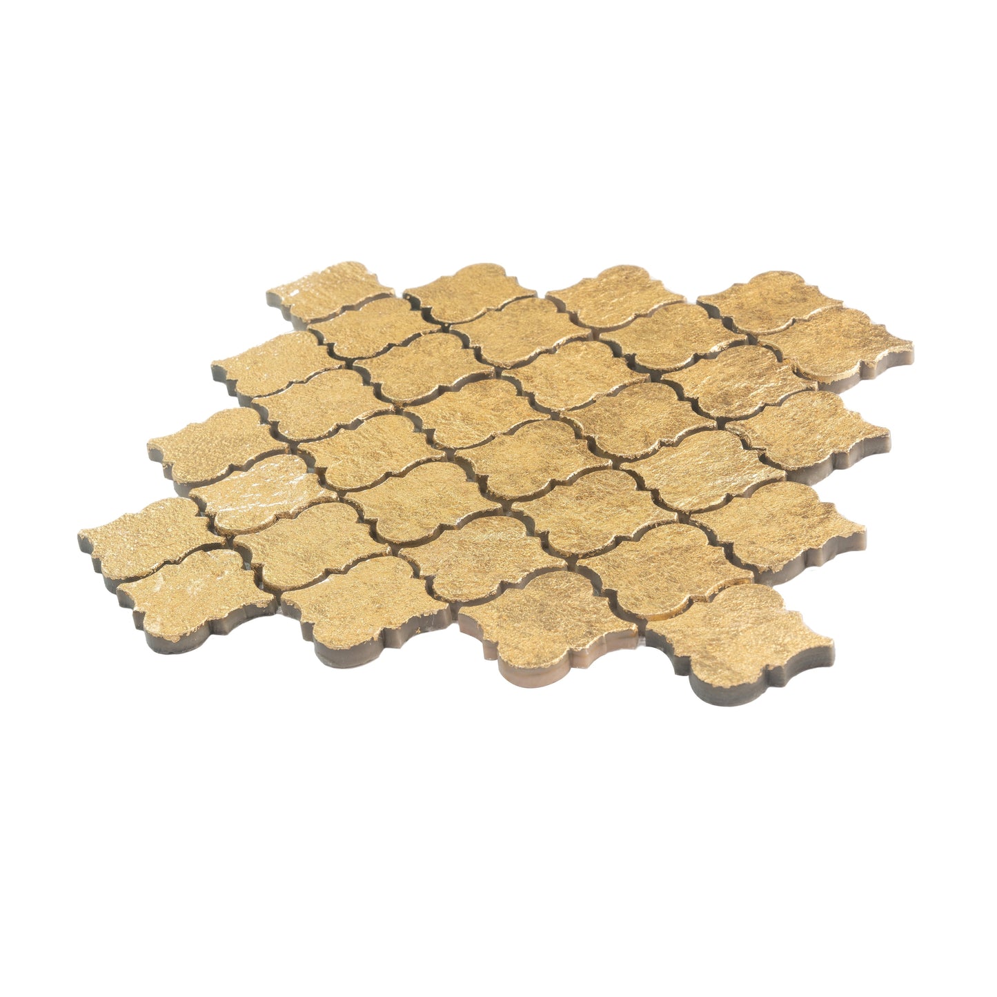 Gold 12x12 Textured, Foiled Resin Arabesque Mosaic Tile - Sample