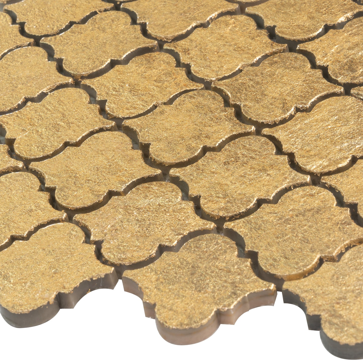 Gold 12x12 Textured, Foiled Resin Arabesque Mosaic Tile - Sample