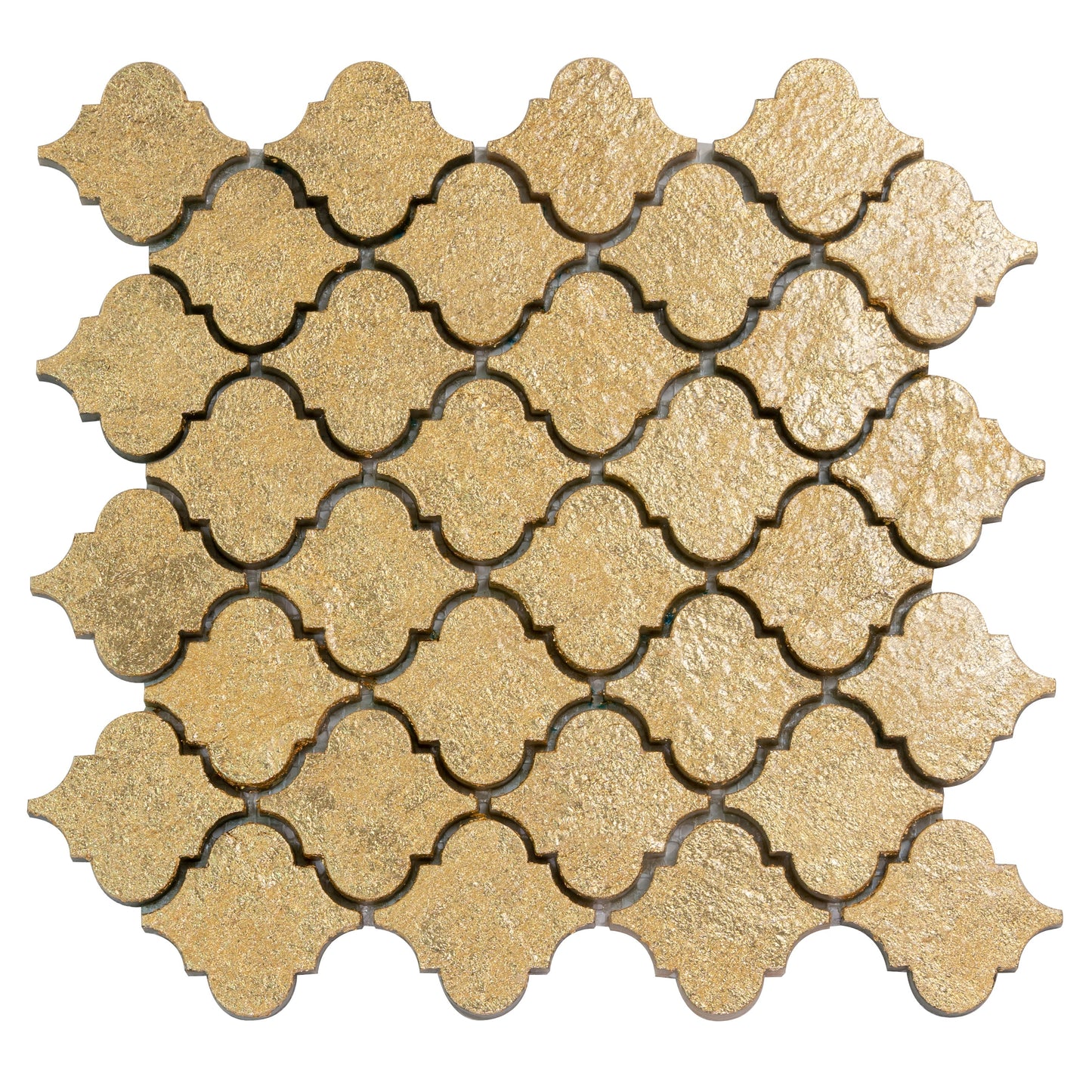 Gold 12x12 Textured, Foiled Resin Arabesque Mosaic Tile - Sample