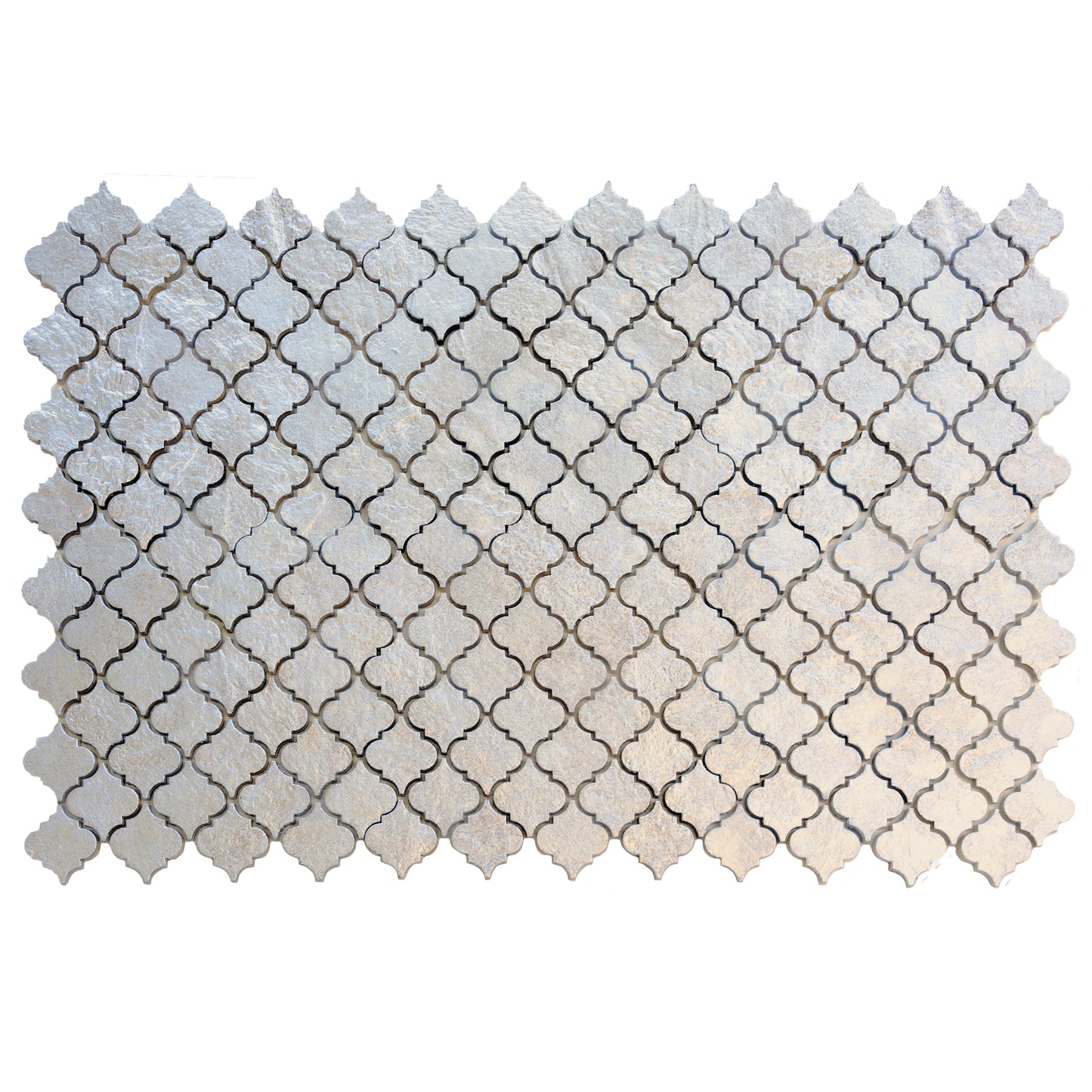 Silver Gray 12x12 Textured, Foiled Resin Arabesque Mosaic Tile