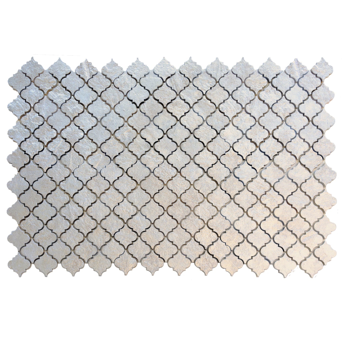 Silver Gray 12x12 Textured, Foiled Resin Arabesque Mosaic Tile - Sample