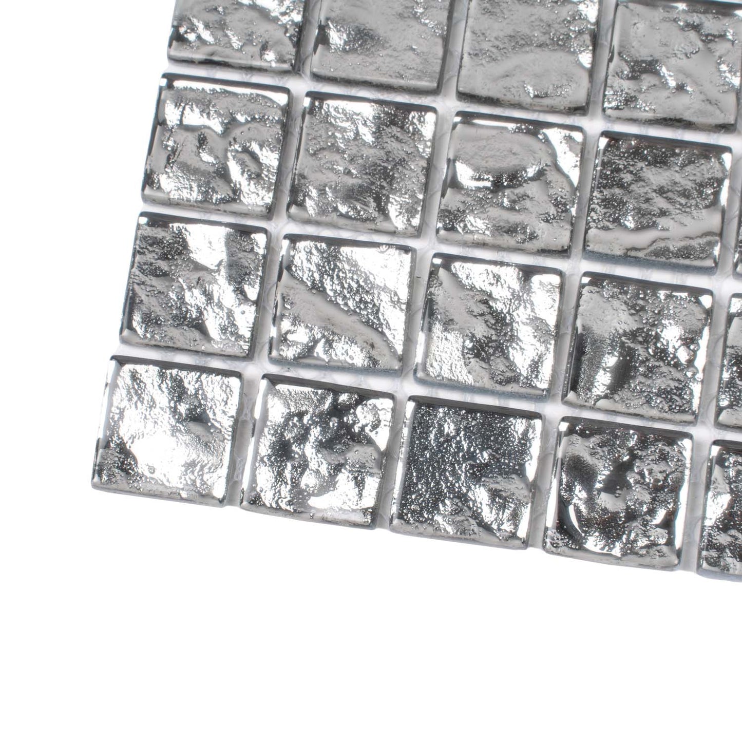 Silver 12 x 12 Polished Glass Mosaic Tile