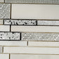 White Silver 12x12 Polished, Textured, Foiled Stone Sticks, Linear Mosaic Tile - Sample