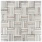 Silver White 12x12 Polished, Textured, Foiled Stone Square Mosaic Tile