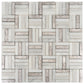 Silver White 12x12 Polished, Textured, Foiled Stone Square Mosaic Tile - Sample