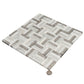 Silver White 12x12 Polished, Textured, Foiled Stone Square Mosaic Tile - Sample