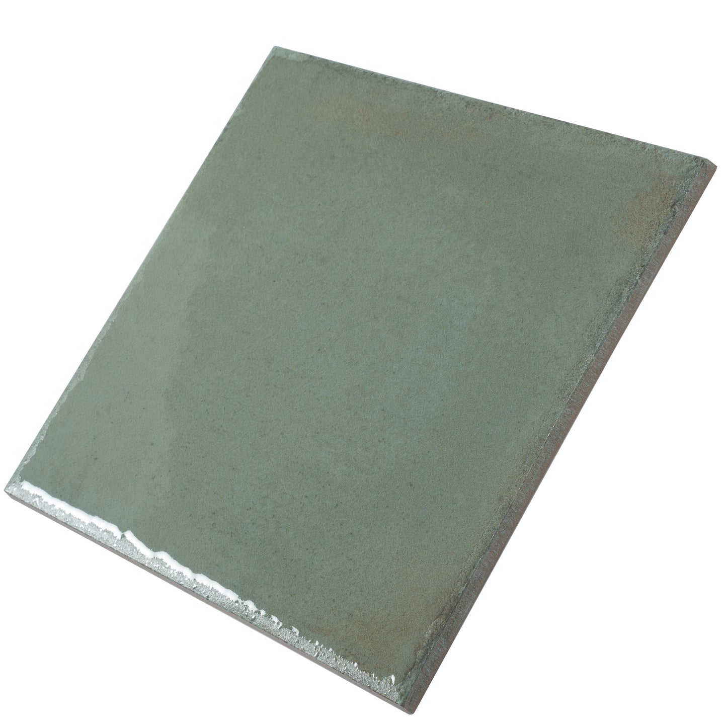 Soft Sage Green 8x8 Glossy Porcelain Zellige Square Subway Tile - Sample