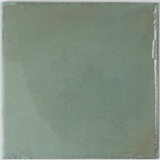 Soft Sage Green 8x8 Glossy Porcelain Zellige Square Subway Tile - Sample