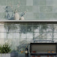 Soft Sage Green 8x8 Glossy Porcelain Zellige Square Subway Tile