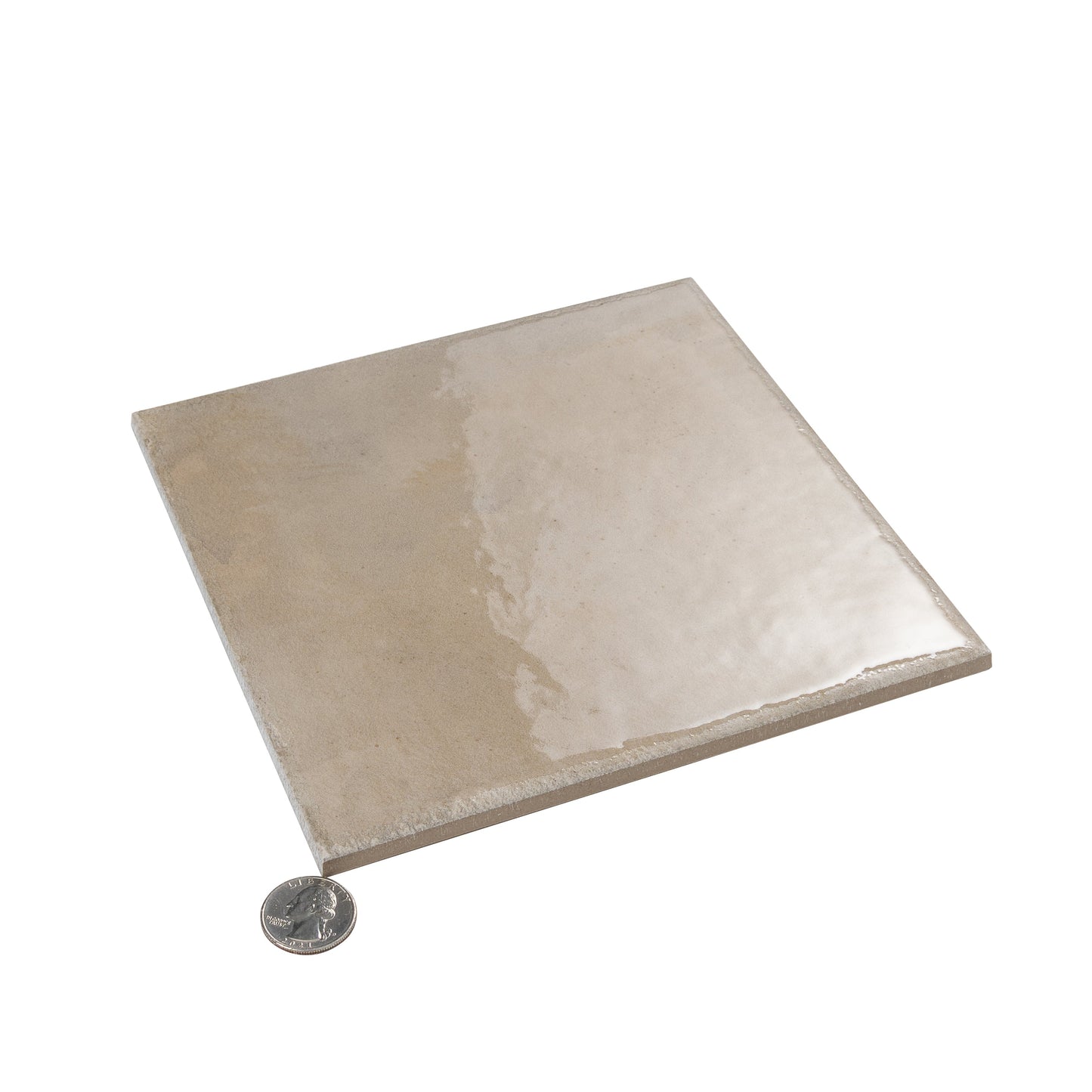 Creamy Beige 8x8 Glossy Porcelain Zellige Square Subway Tile - Sample