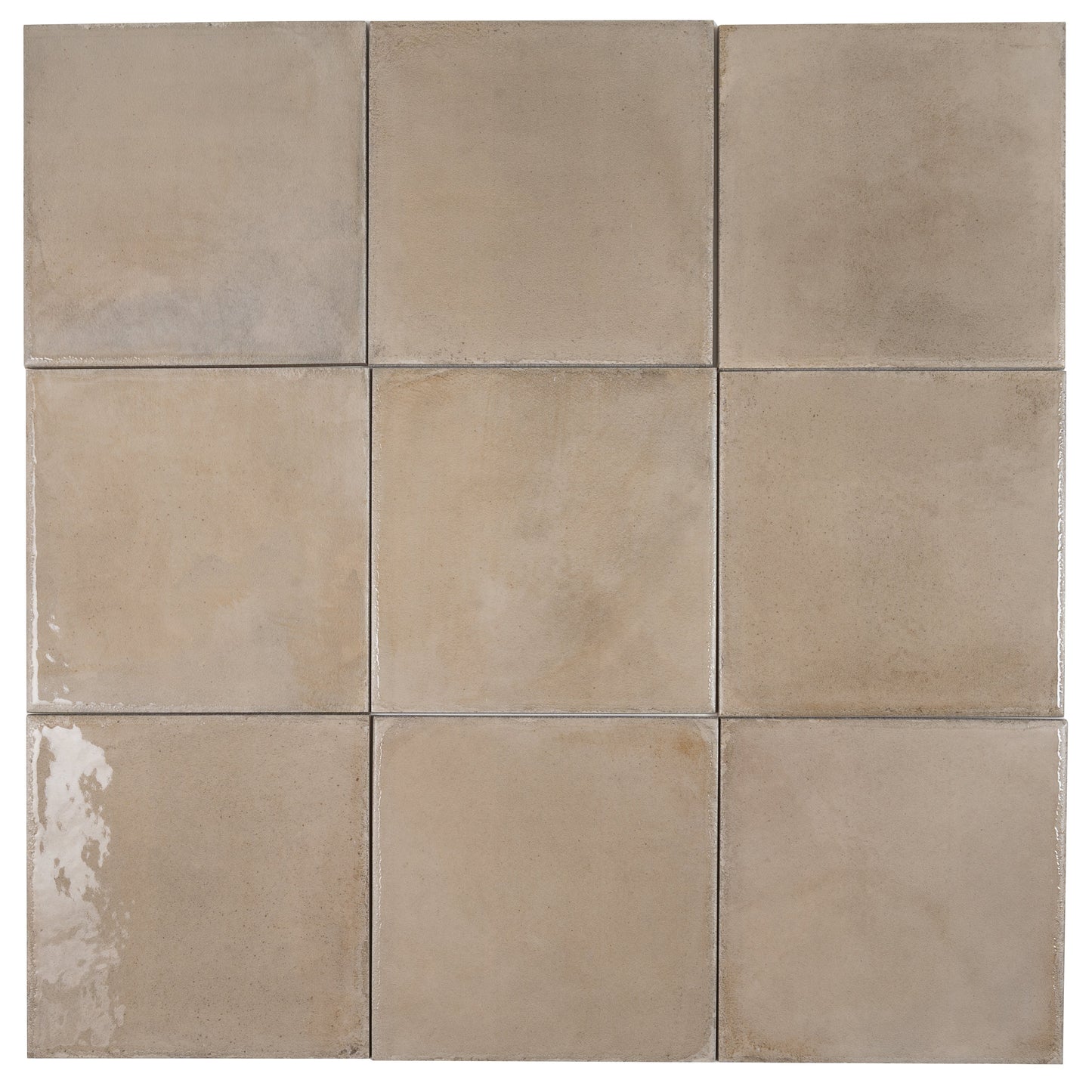 Creamy Beige 8x8 Glossy Porcelain Zellige Square Subway Tile