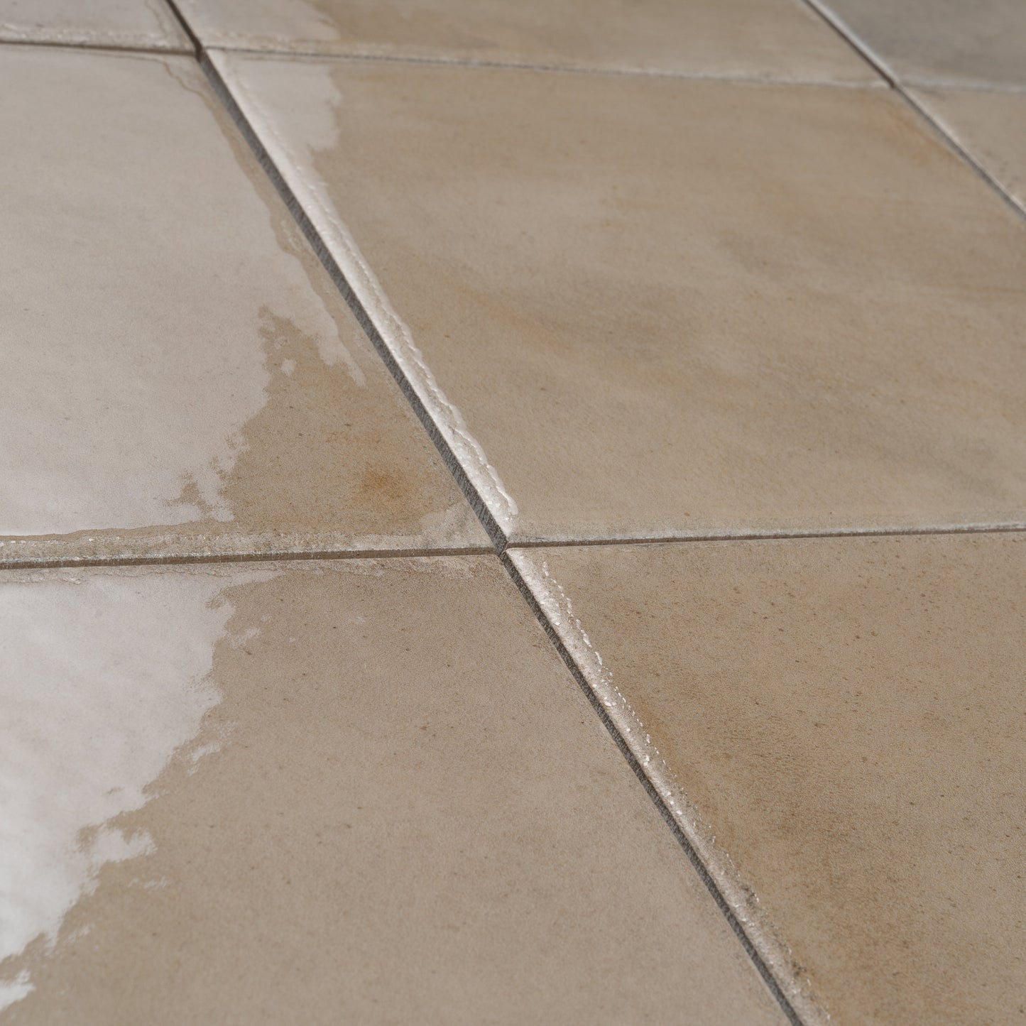 Creamy Beige 8x8 Glossy Porcelain Zellige Square Subway Tile