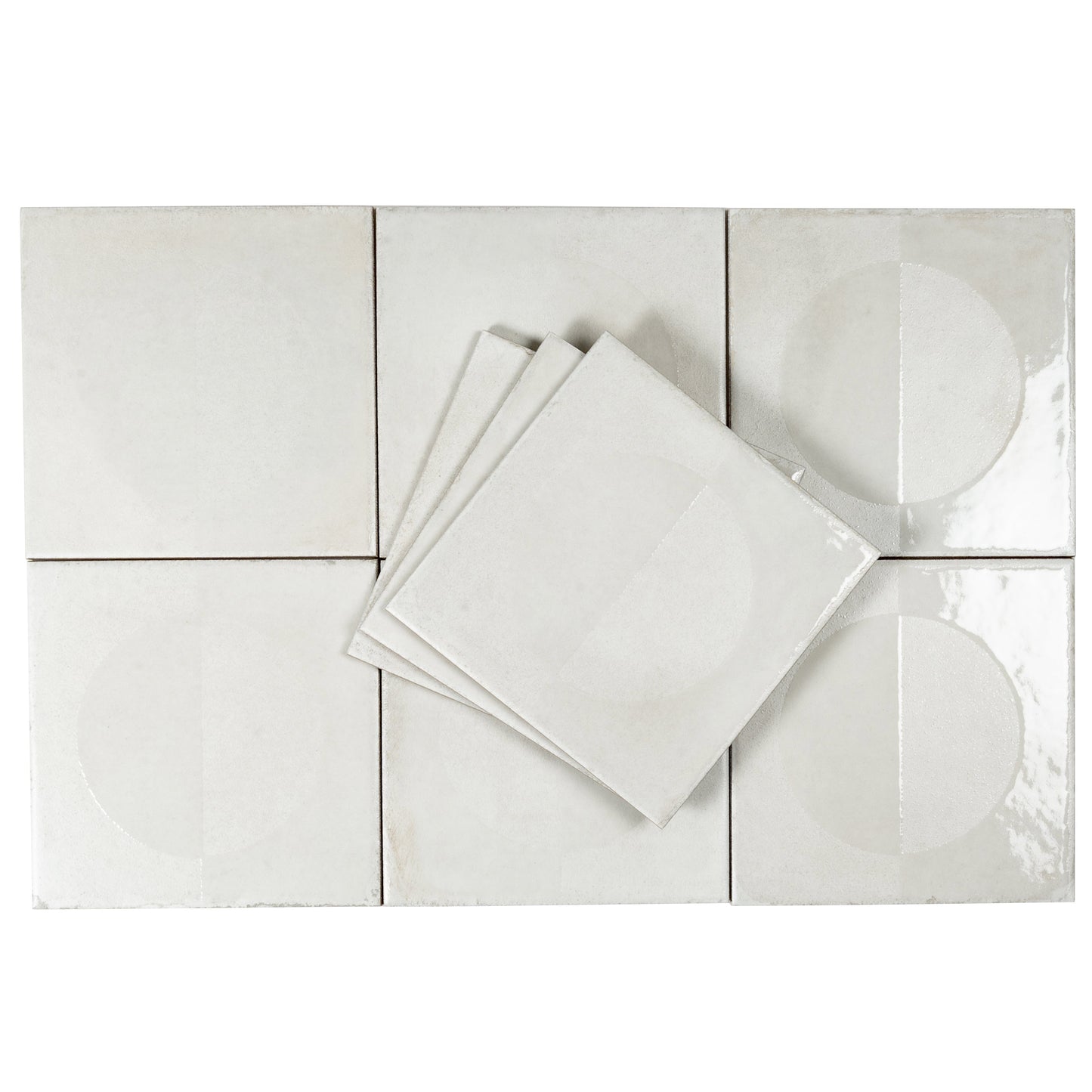 Crisp White 8x8 Matte, Glossy Porcelain Square Motif Tile - Sample