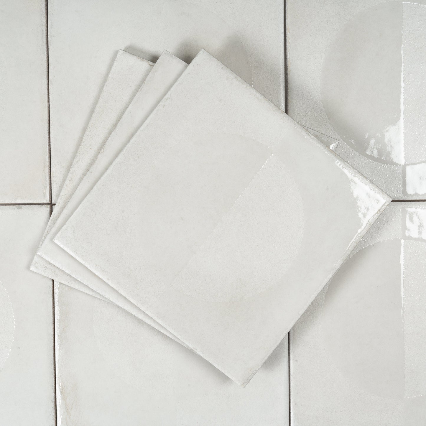 Crisp White 8x8 Matte, Glossy Porcelain Square Motif Tile - Sample