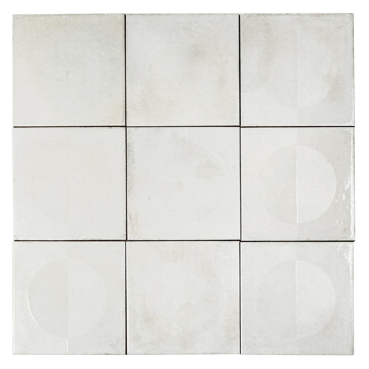 Crisp White 8x8 Matte, Glossy Porcelain Square Motif Tile - Sample