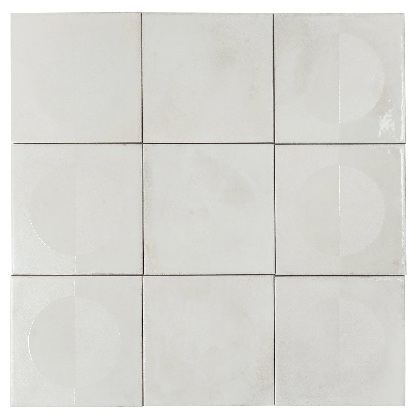 Crisp White 8x8 Matte, Glossy Porcelain Square Motif Tile - Sample