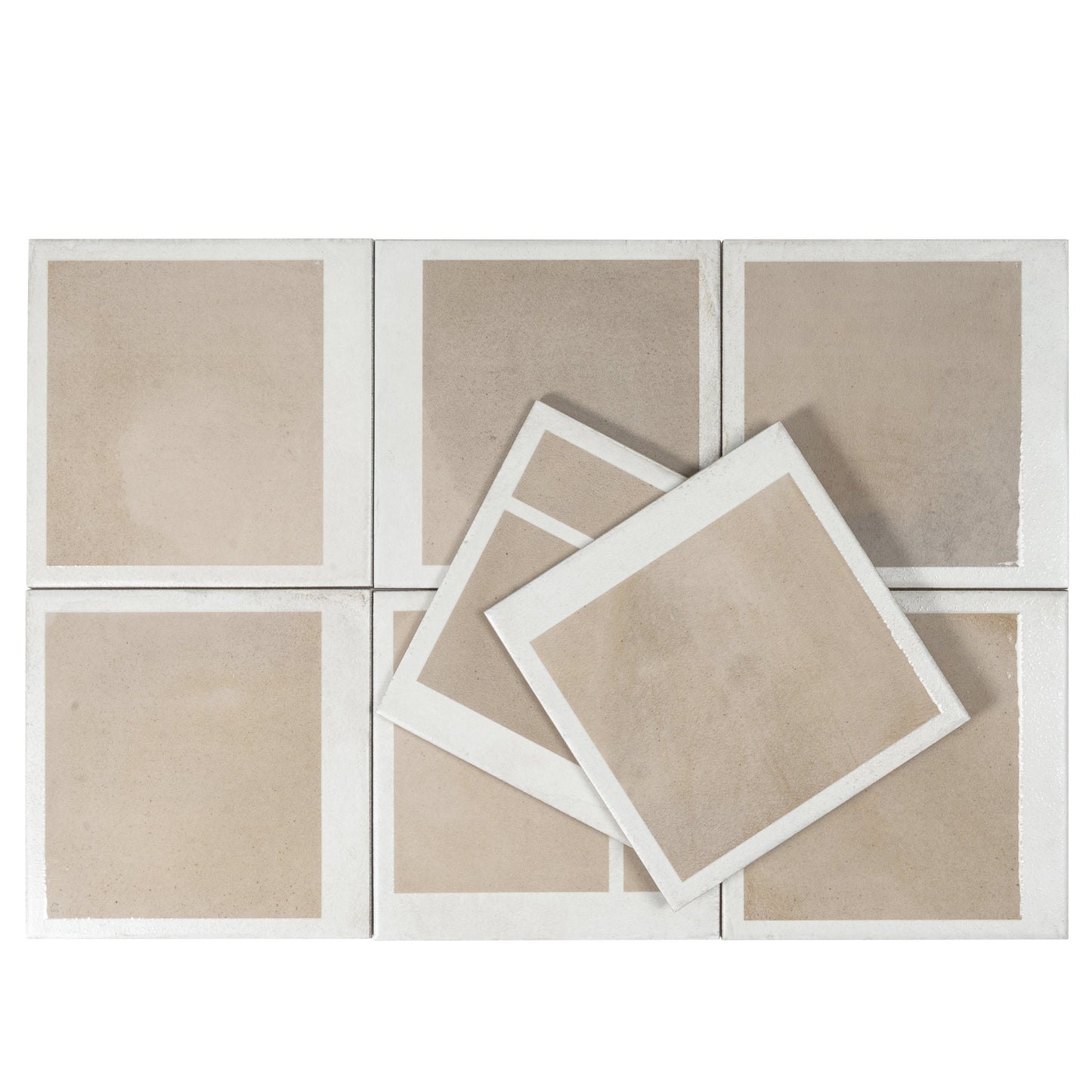 Gray Beige 8x8 Matte, Glossy Porcelain Square Motif Tile - Sample