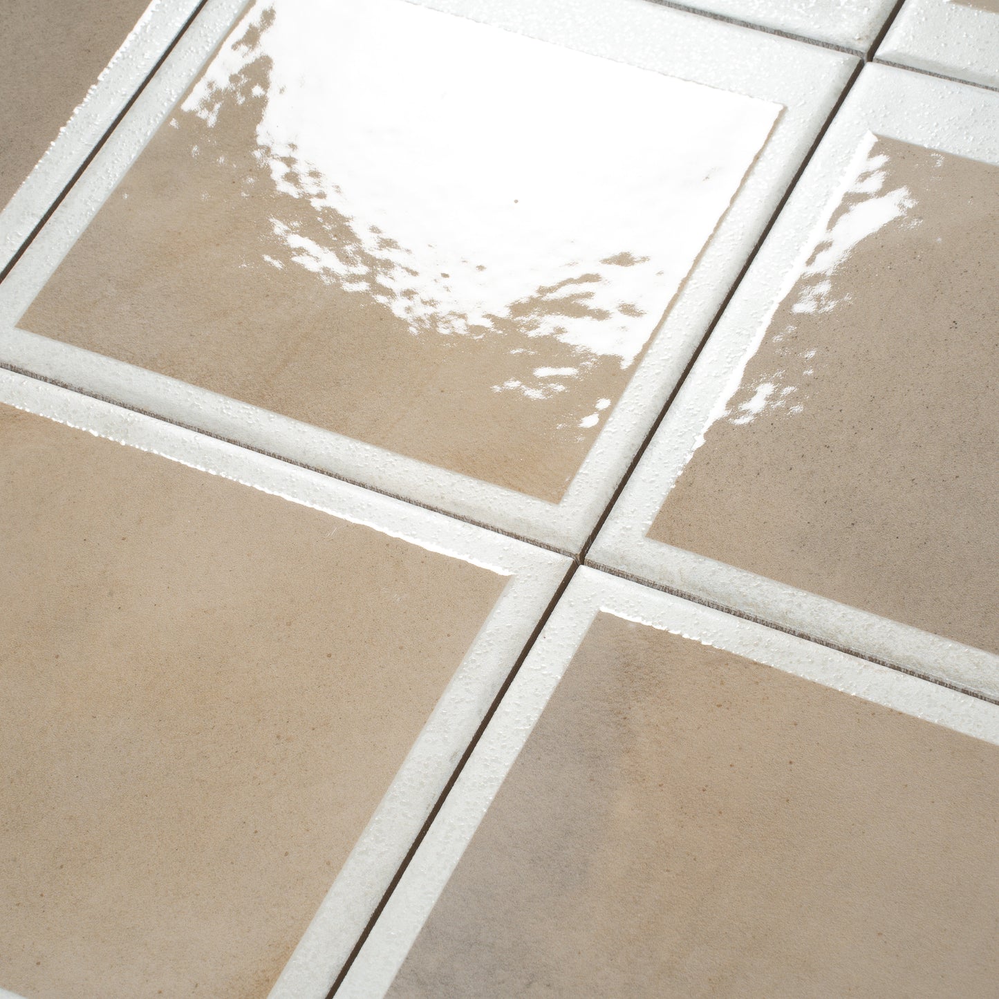 Gray Beige 8x8 Matte, Glossy Porcelain Square Motif Tile - Sample