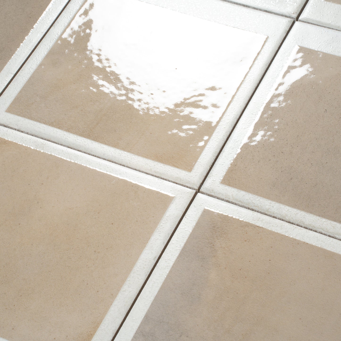 Gray Beige 8x8 Matte, Glossy Porcelain Square Motif Tile - Sample