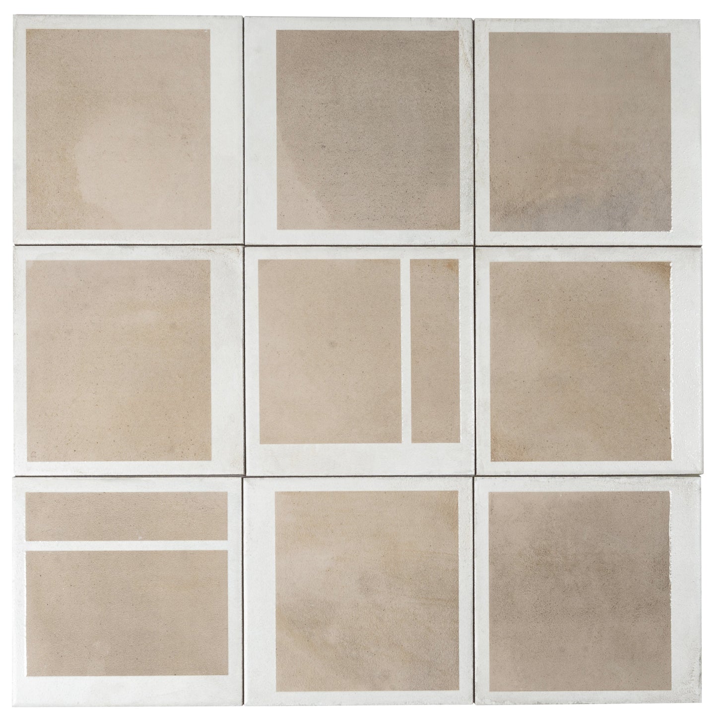 Gray Beige 8x8 Matte, Glossy Porcelain Square Motif Tile - Sample