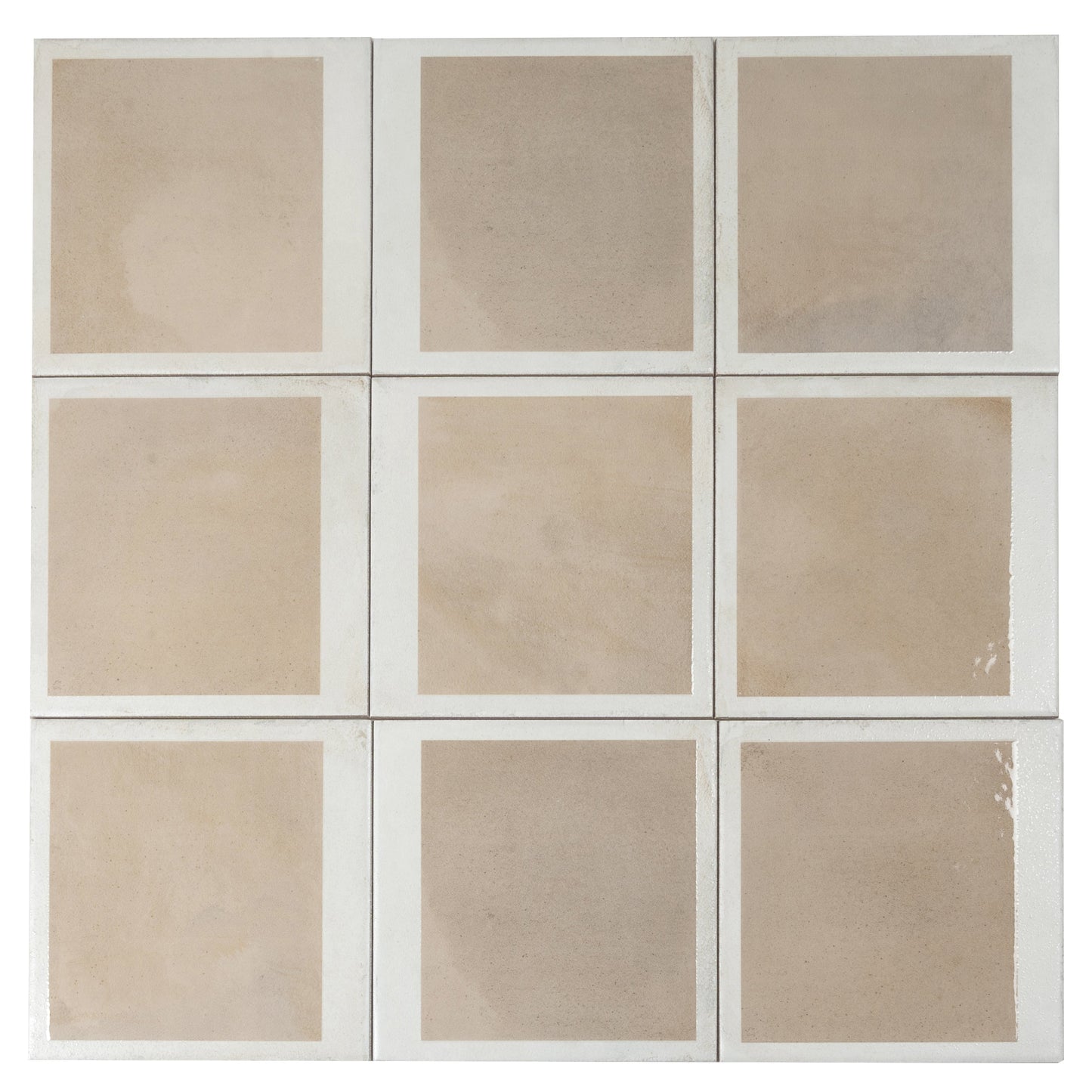 Gray Beige 8x8 Matte, Glossy Porcelain Square Motif Tile - Sample