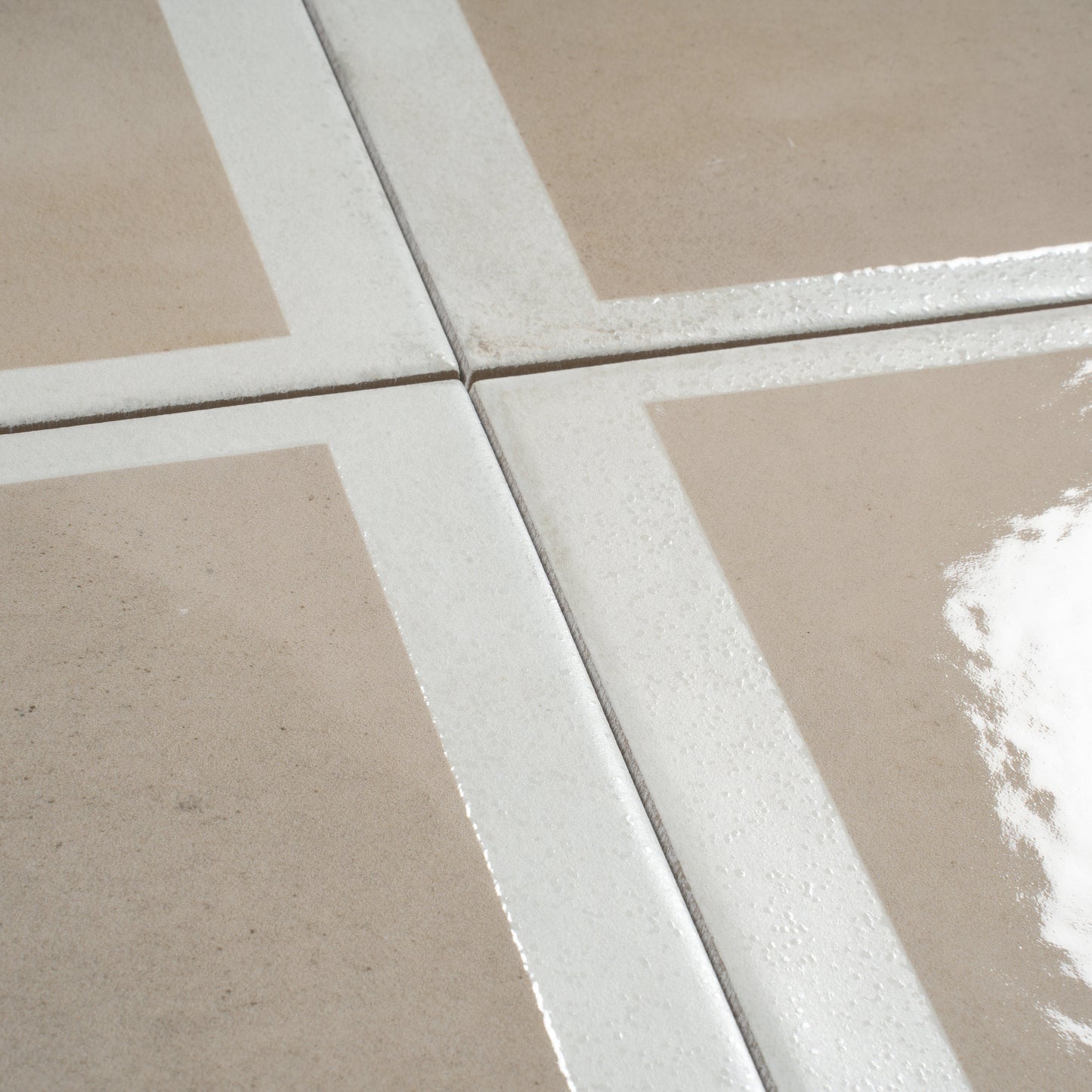 Gray Beige 8x8 Matte, Glossy Porcelain Square Motif Tile - Sample