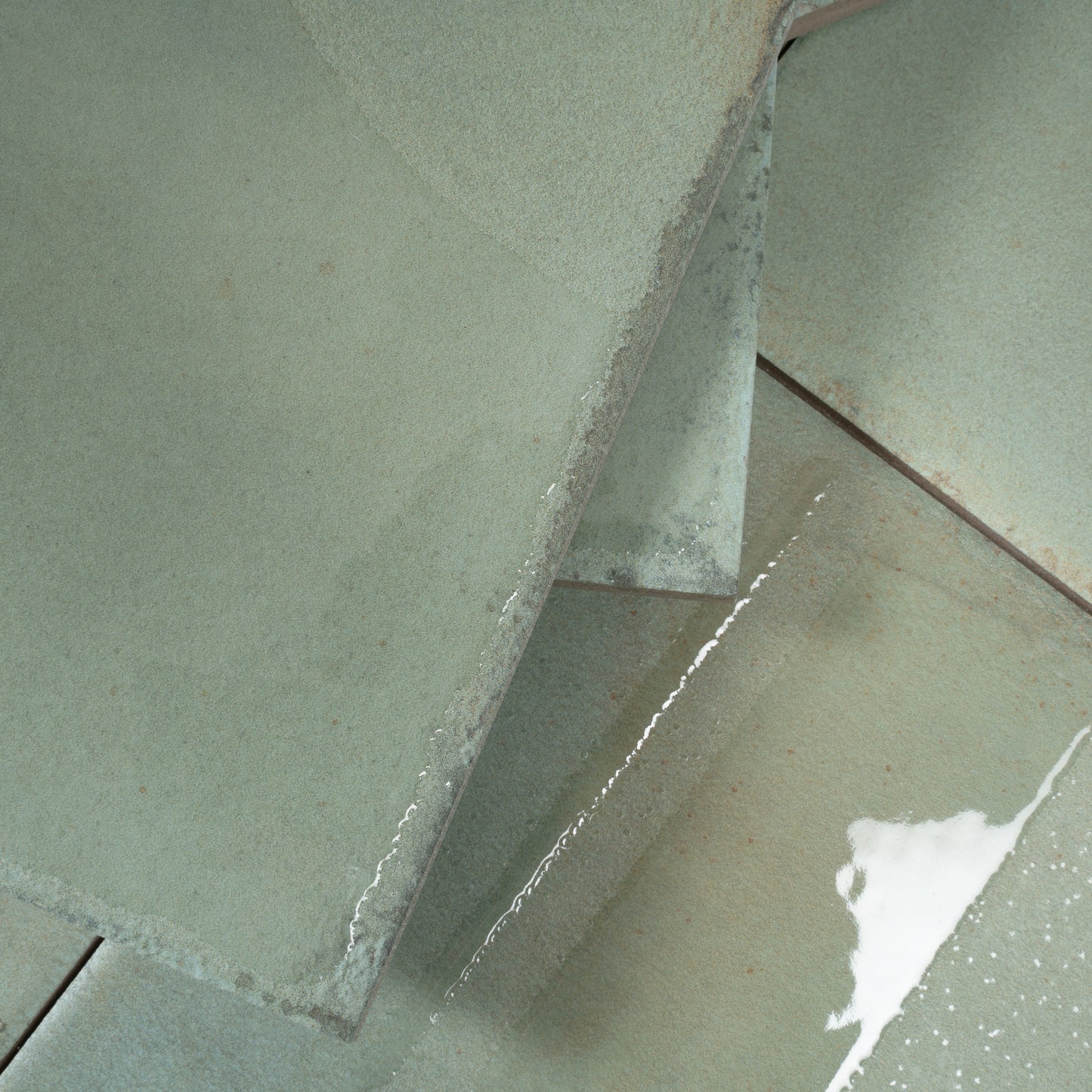 Muted Sage Green 8x8 Matte, Glossy Porcelain Square Motif Tile