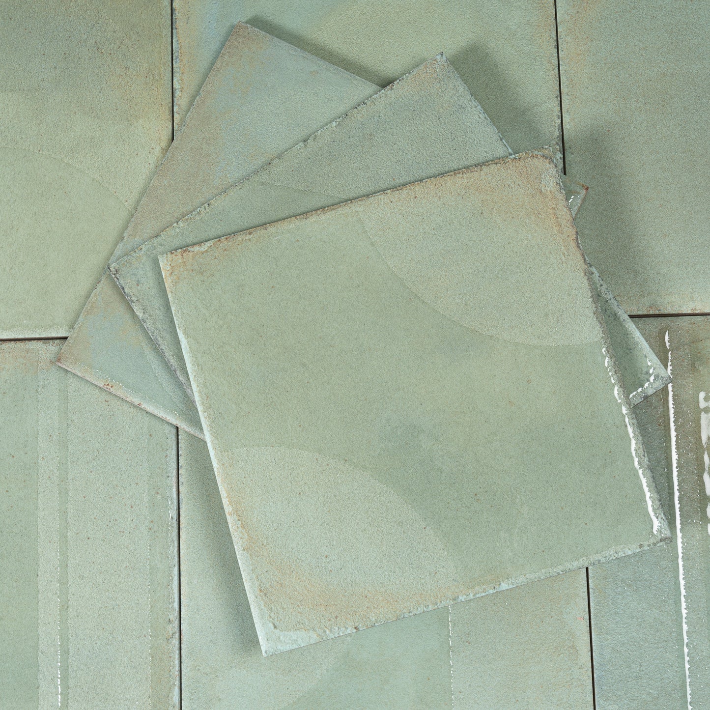 Muted Sage Green 8x8 Matte, Glossy Porcelain Square Motif Tile - Sample