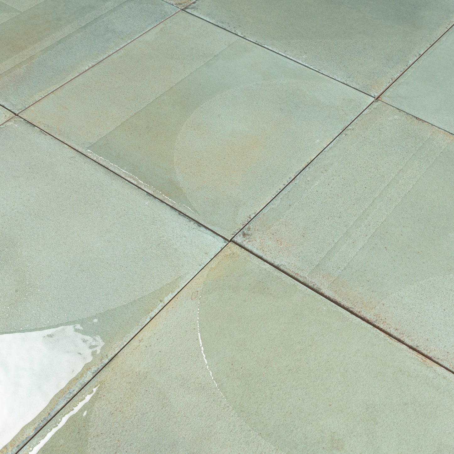 Muted Sage Green 8x8 Matte, Glossy Porcelain Square Motif Tile - Sample