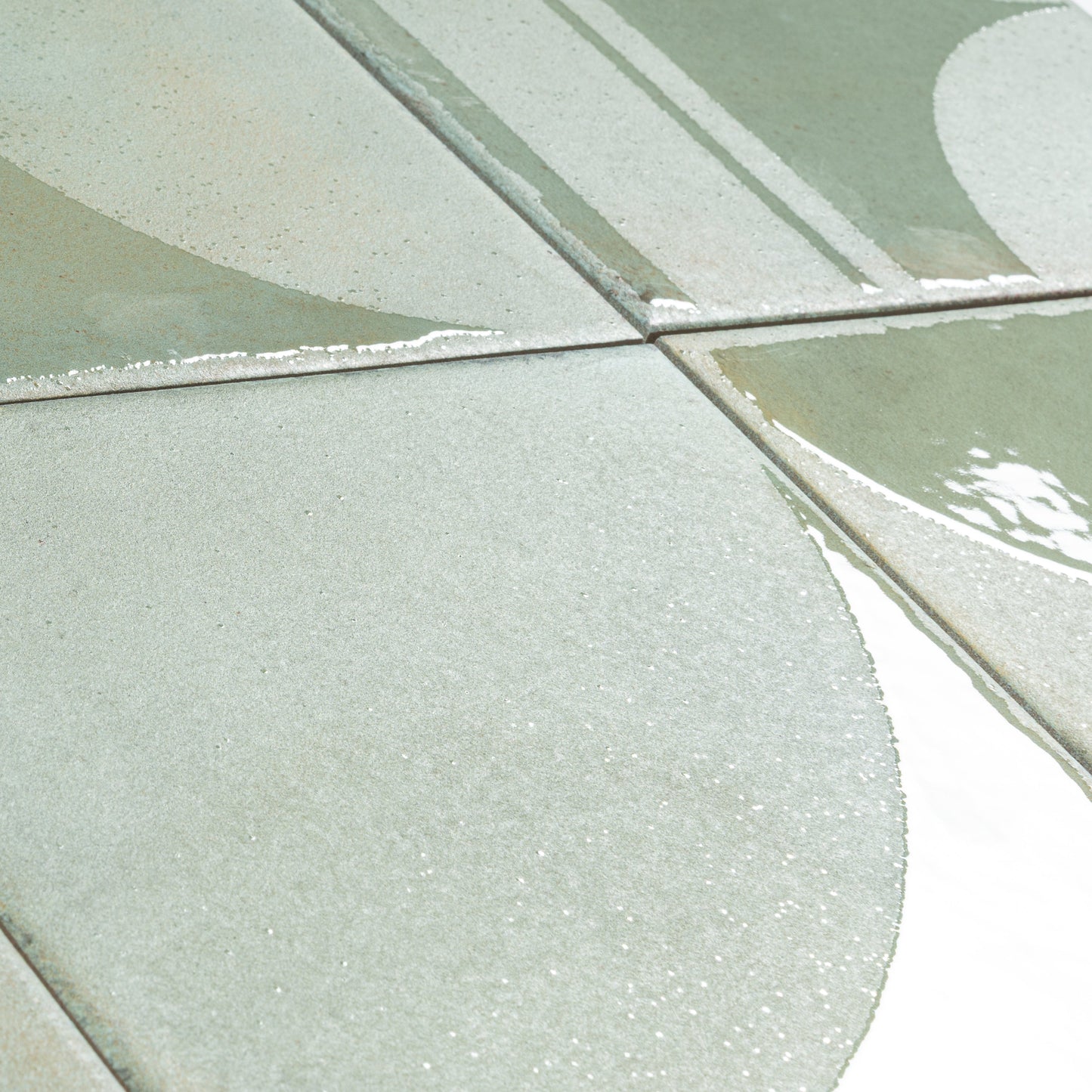 Muted Sage Green 8x8 Matte, Glossy Porcelain Square Motif Tile - Sample