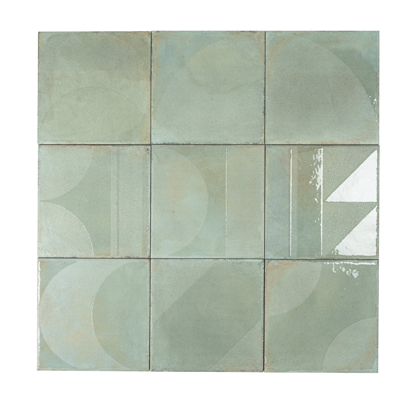 Muted Sage Green 8x8 Matte, Glossy Porcelain Square Motif Tile - Sample