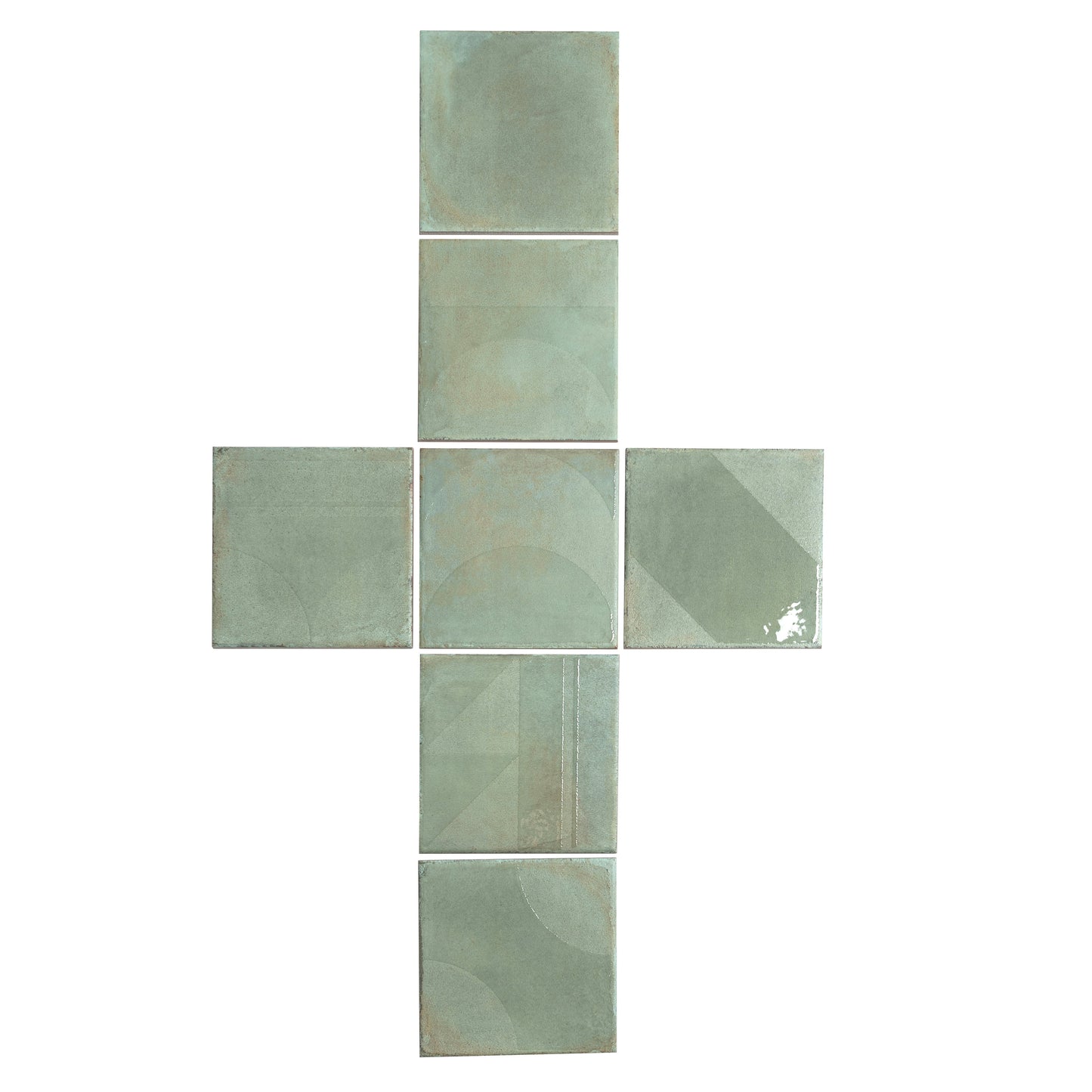 Muted Sage Green 8x8 Matte, Glossy Porcelain Square Motif Tile - Sample
